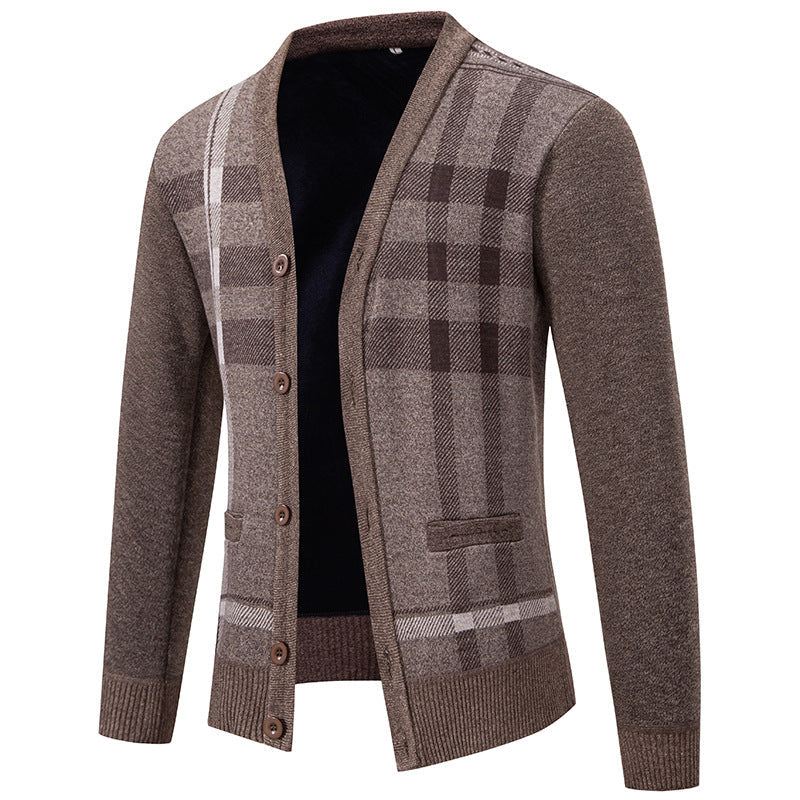 Herren Strickjacke Karo Muster Elegantes Design