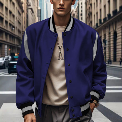 Herren Retro Collegejacke Sportlich Kontrast Ärmel