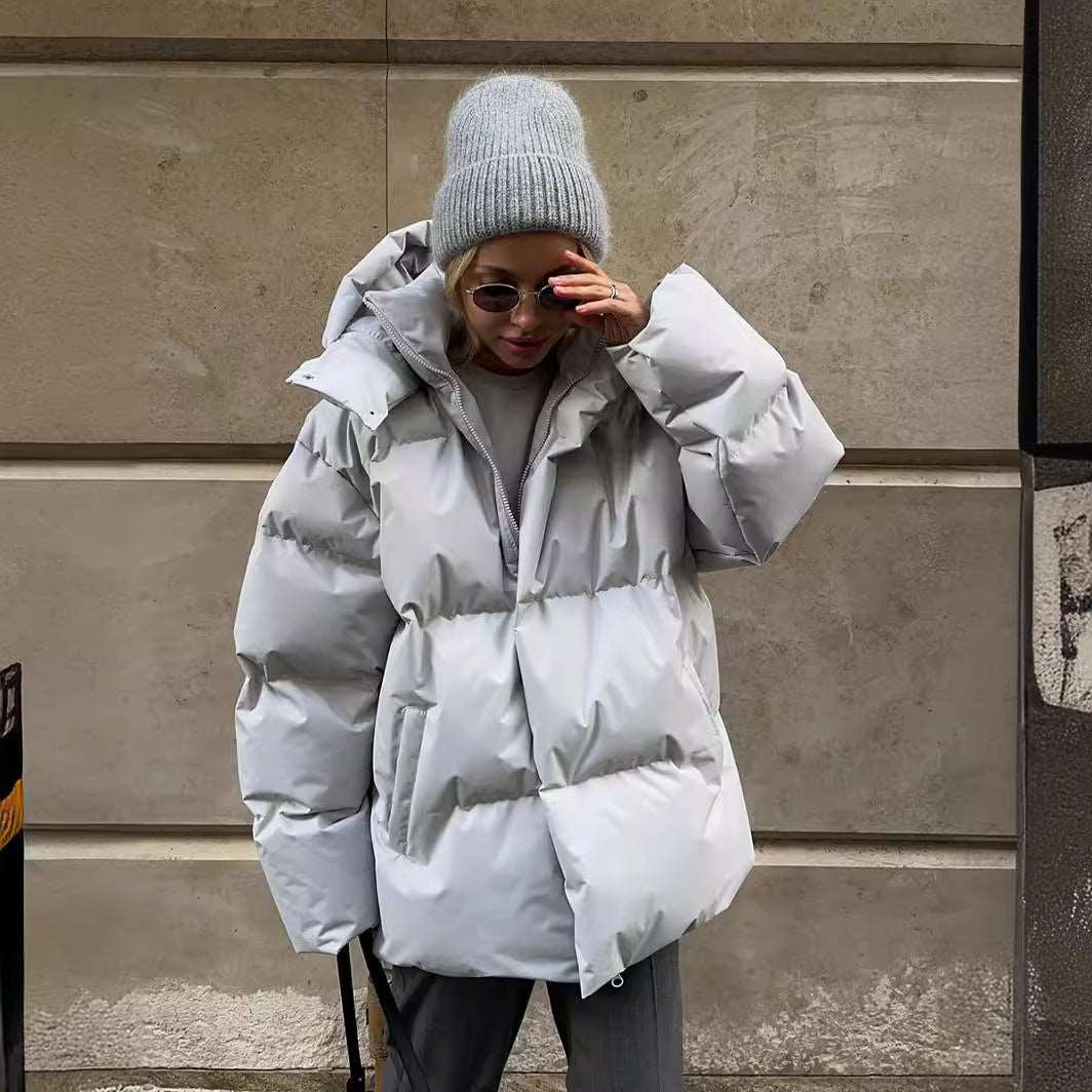 Warme Winterjacke Braun Pufferjacke Damen - IdealeKleiden