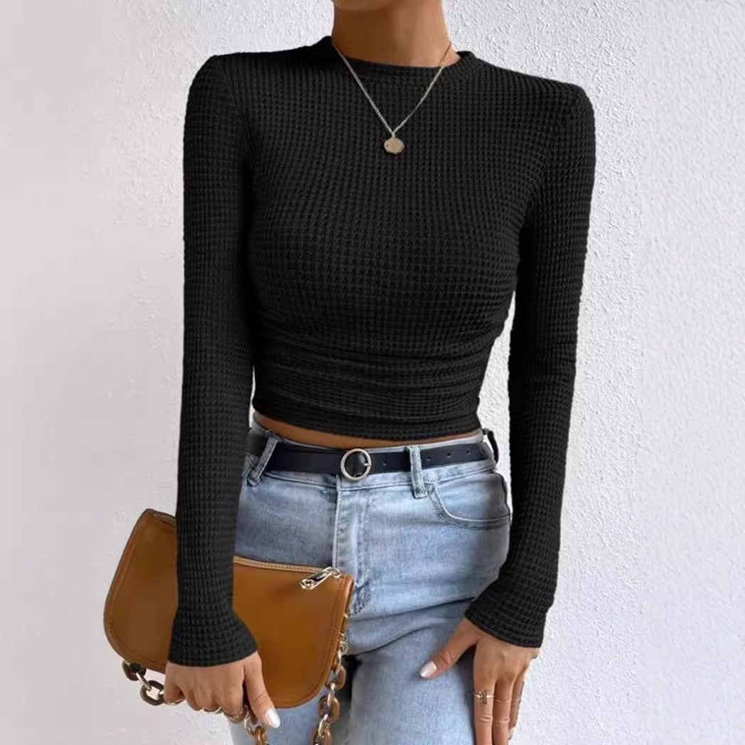 Slim Fit Damen T-Shirt mit Rüschentasche
