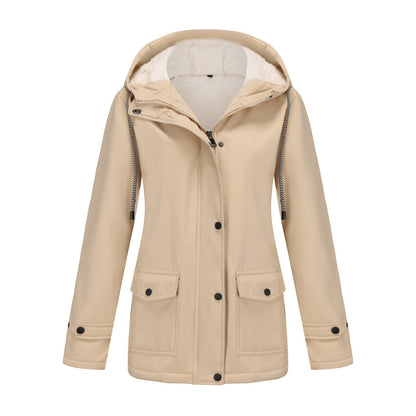 Damen Winterjacke Warm Fleece Kapuze Outdoor