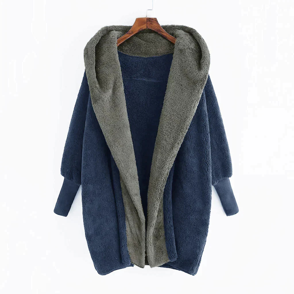 Weicher Damen Cardigan-Mantel mit Kapuze und Lockerer Passform