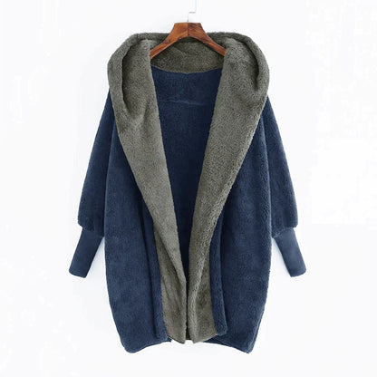 Weicher Damen Cardigan-Mantel mit Kapuze und Lockerer Passform