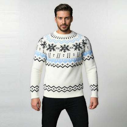 Herren Wollpullover Weich Norweger Muster