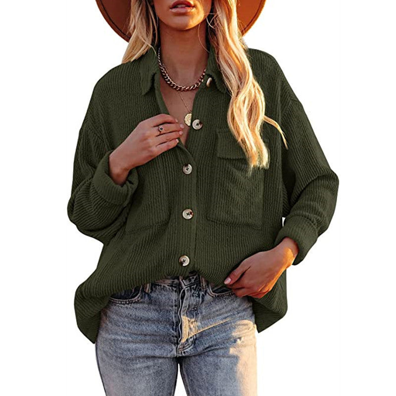 Damen Oversize Bluse mit Struktur und Knöpfen