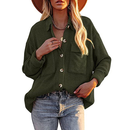 Damen Oversize Bluse mit Struktur und Knöpfen