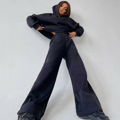 Damen Casual Oversized Hoodie Set mit weiten Hosen