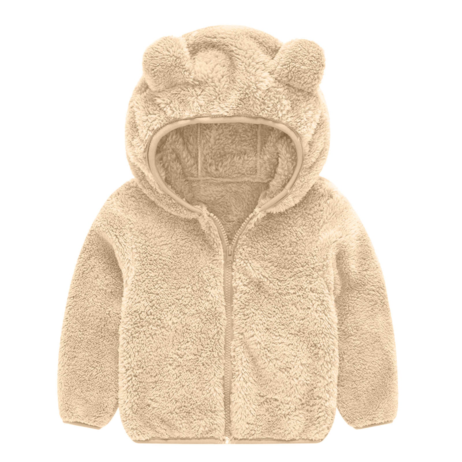 Damen Fleecejacke Bärenohren Mütze Warm Kuschelig - IdealeKleiden