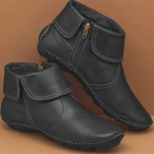 Damen Stiefeletten Elegant Leder Seitlich Reißverschluss