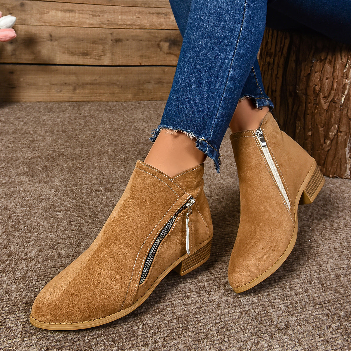 Damen Stiefeletten Elegant Schnellverschluss Hochwertig