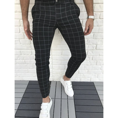 Herren Slim Fit Anzughose Karomuster Modern