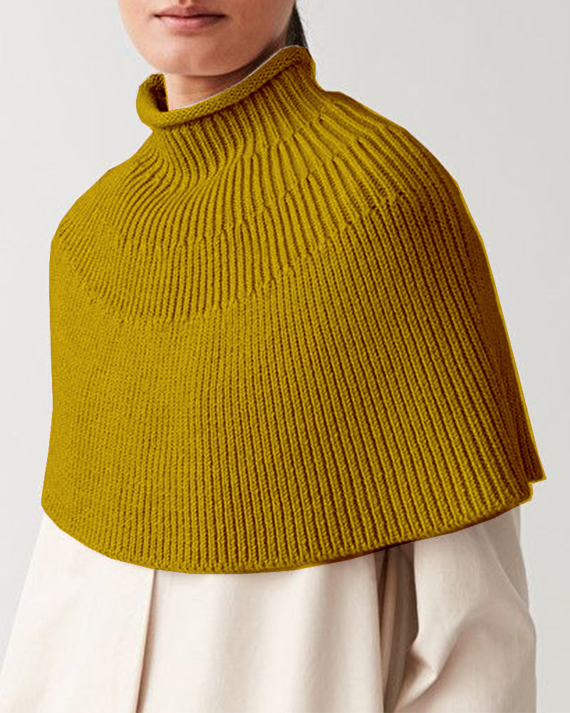 Damen Strickcape Elegantes Design Hochkragen