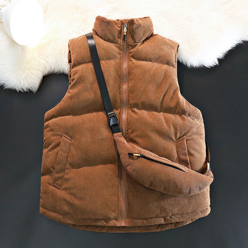 Damen Steppweste Fleece Innen Warme Taschenjacke