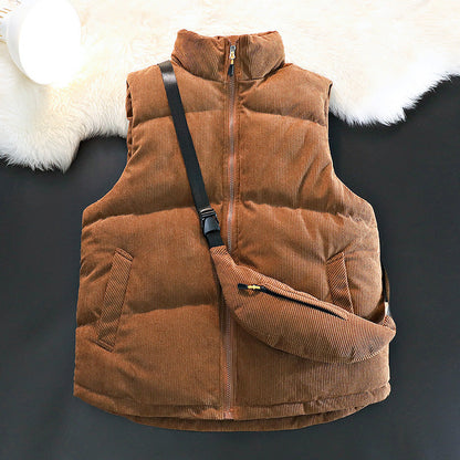 Damen Steppweste Fleece Innen Warme Taschenjacke