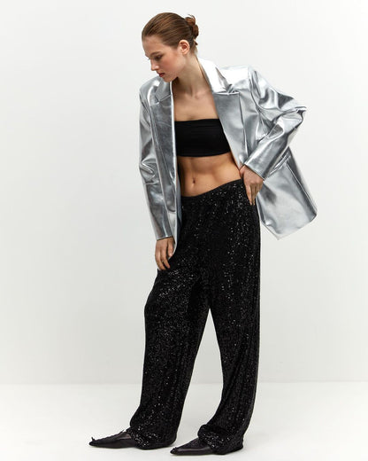 Glitzernde Damen-Hose Elegant Palazzo-Style