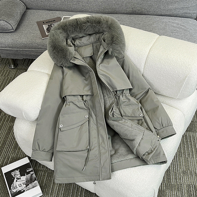 Damen Winterparka Modern Kuschelig Taschen