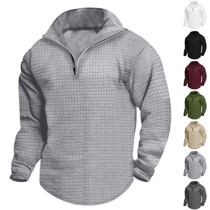 Herren Fleecepullover Modern Strukturiert Reißverschluss - IdealeKleiden