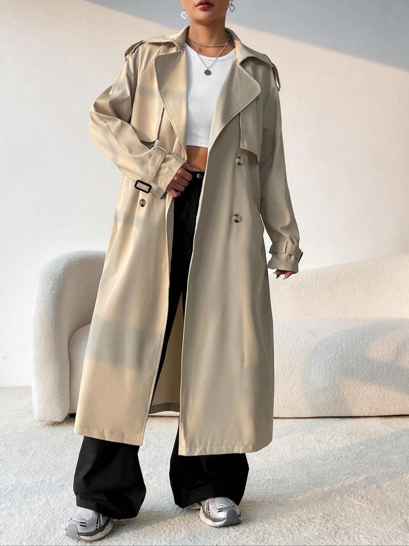 Eleganter Damen Trenchcoat Doppelter Knopf