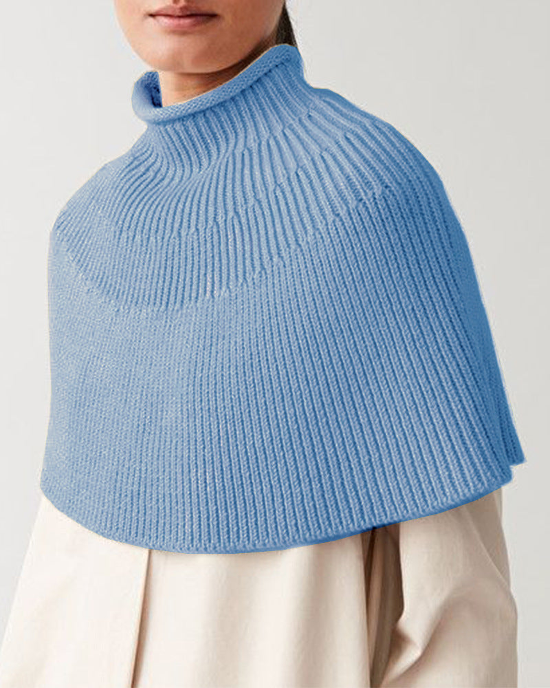 Damen Strickcape Elegantes Design Hochkragen
