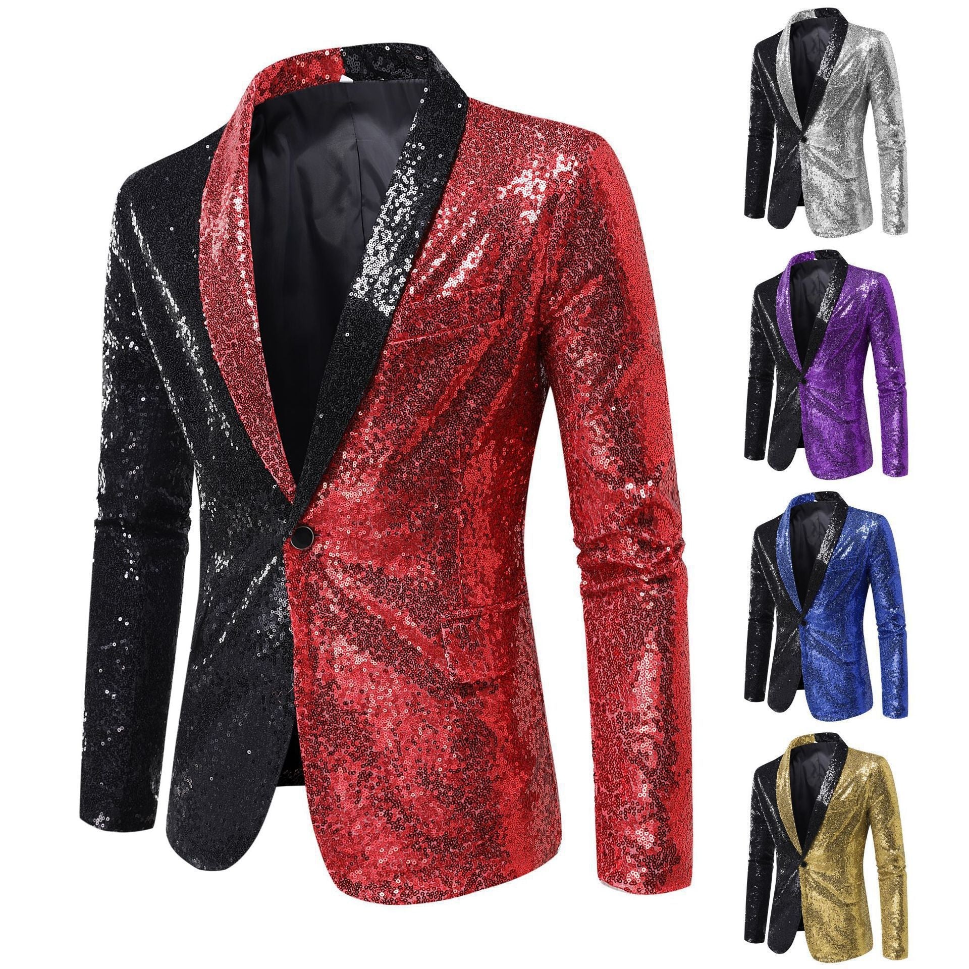 Herren Glitzerjacke Moderner Schnitt Funkelnd - IdealeKleiden