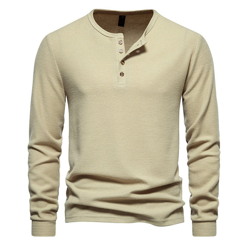 Herren Langarmshirt Strukturiert Knopfleiste Modern Style