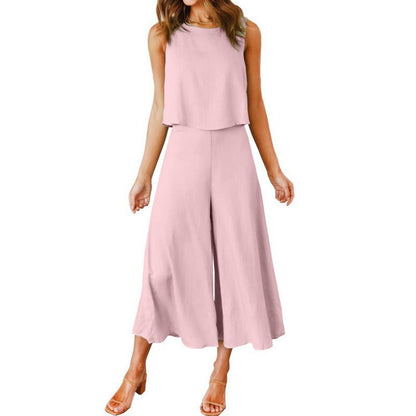 Damen Jumpsuit Elegant Fließend Weite Bein