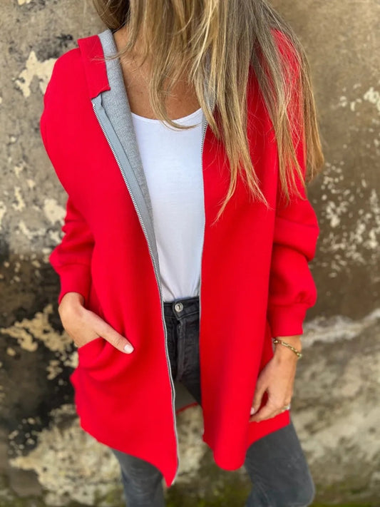 Bequeme Hoodie Relaxed Fit mit Reißverschluss und Taschen - IdealeKleiden