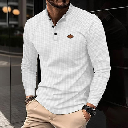 Herren Langarmshirt Elegant Muster Moderner Kragen
