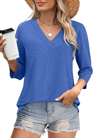 Damen Oberteil V-Ausschnitt Elegante Bluse