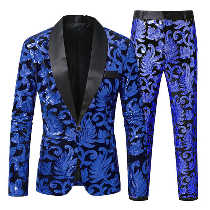 Herren Smoking Anzug Glitzernd Floral Design