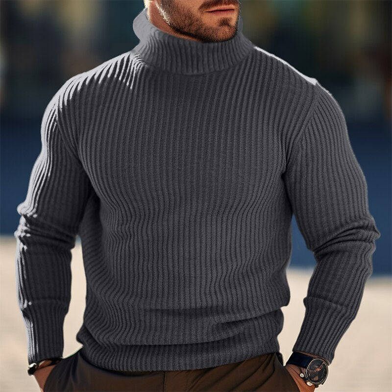 Herren Pullover Strick Modern Stehkragen Design