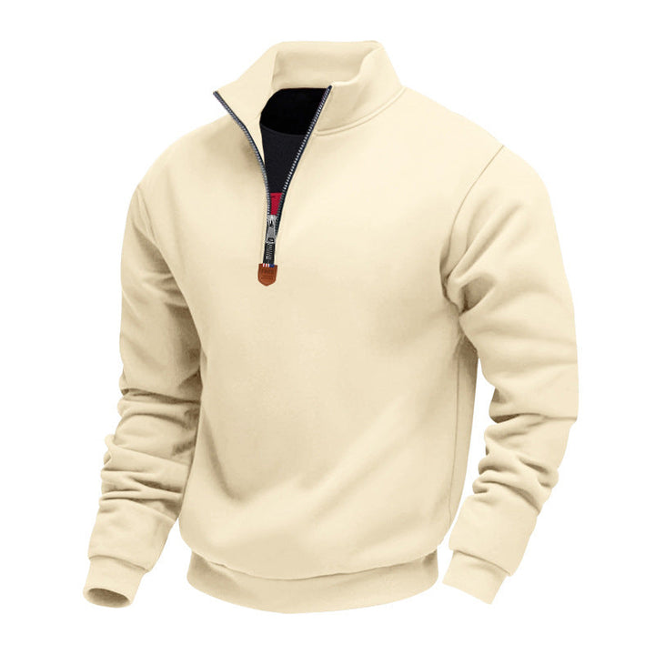 Herren Pullover Sportlich Halbzipper Stehkragen