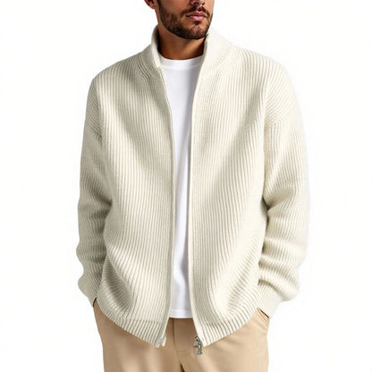 Herren Strickjacke Hochkragen Reißverschluss Praktisch
