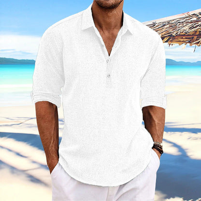 Herren Leinenhemd Bequem Sommer