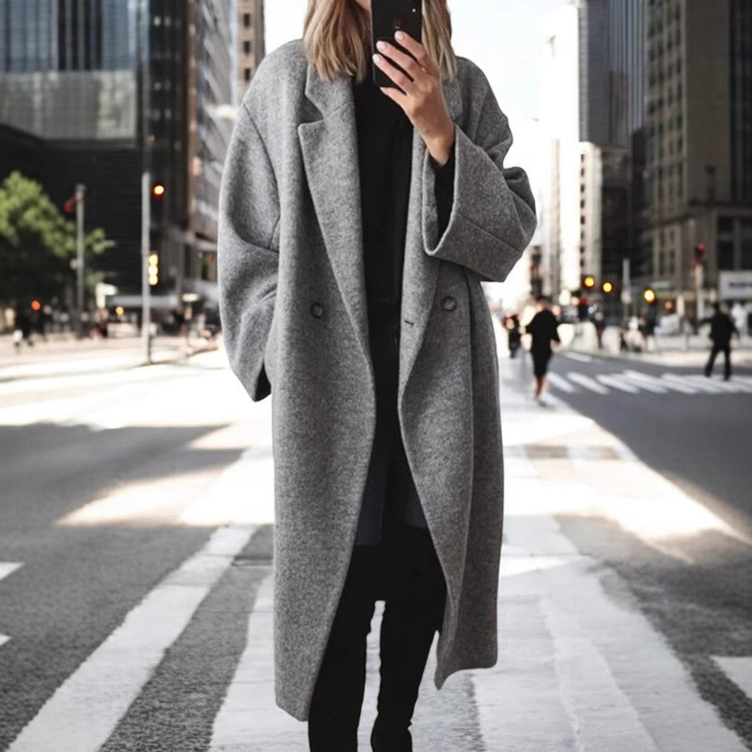 Weiter Damen Oversized Wollmantel Elegantes Design