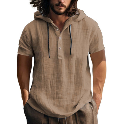 Herren Hoodie Kurzarm Leger Relaxt