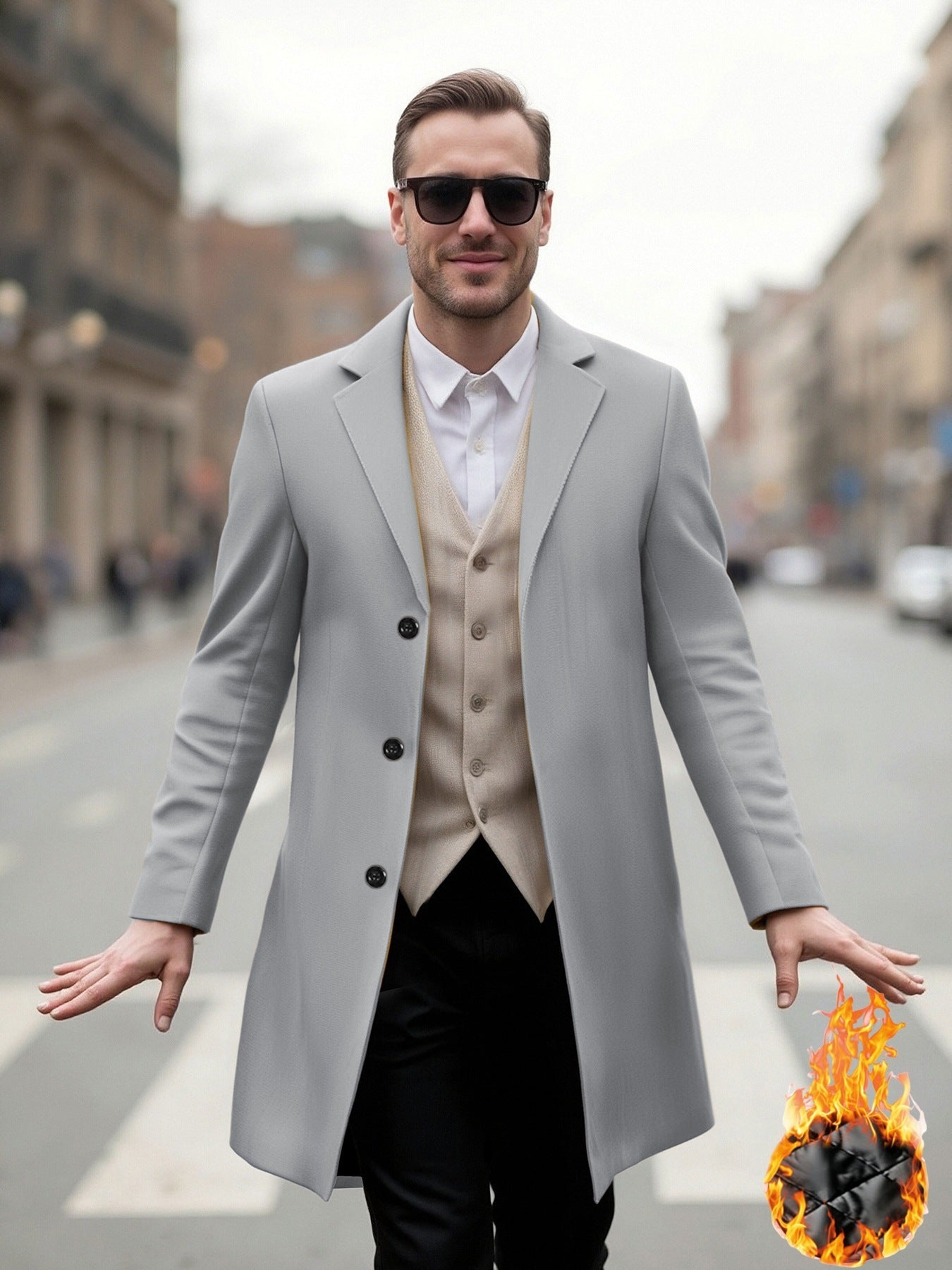 Herren Langmantel Elegant Moderner Schnitt