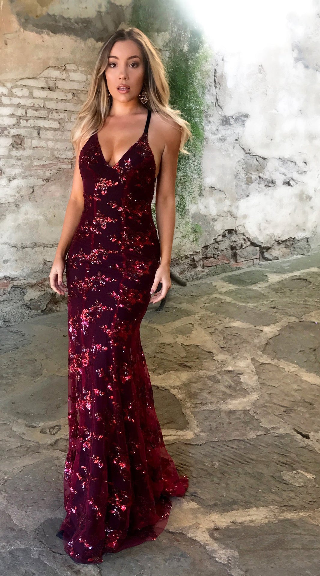 Glitzerndes Abendkleid DamenSexy Rückenausschnitt