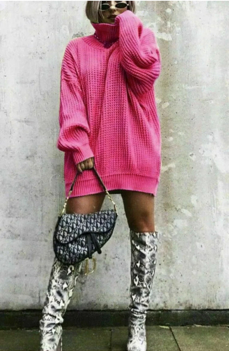 Damen Strickpullover Oversized Waffelmuster Trendy Style