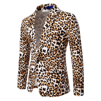Herren Blazer Leopardenmuster Elegant Modern