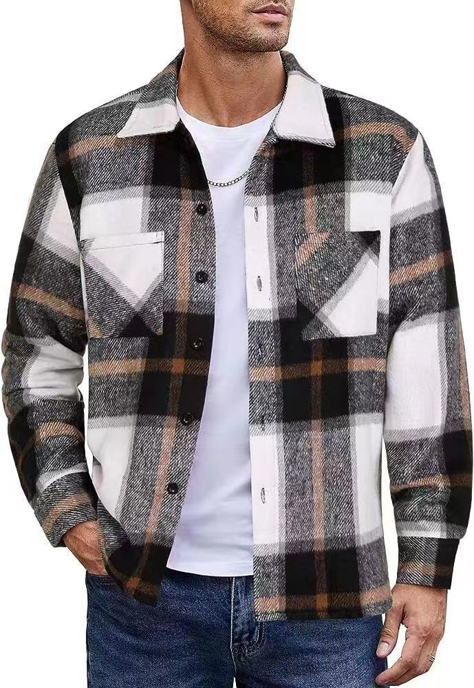 Herren Karo Hemdenjacke Lässig Casual