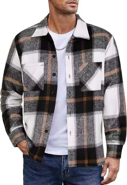 Herren Karo Hemdenjacke Lässig Casual