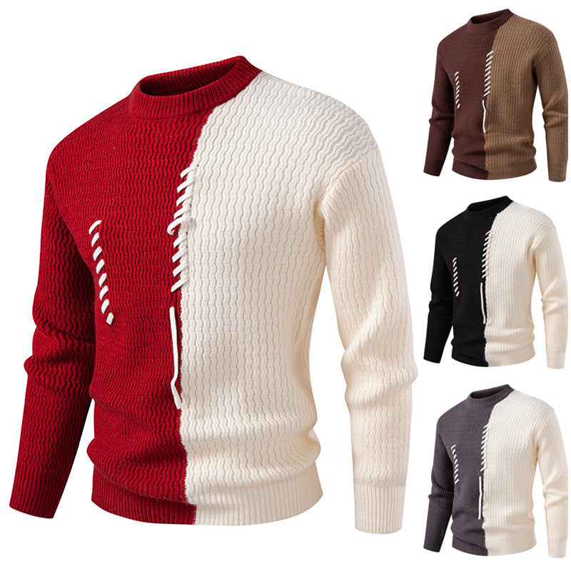 Herren Strickpullover Modern Blockfarben Trendig - IdealeKleiden