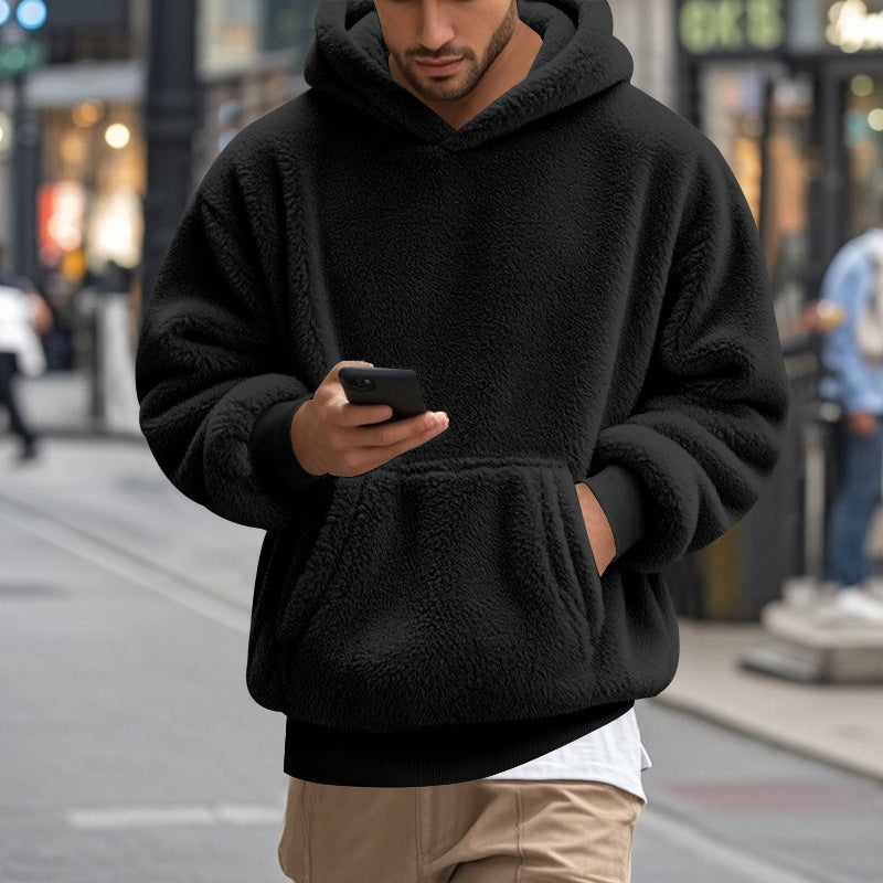 Großer Fleece Hoodie für Männer Bequem Modern Känguro Tasche