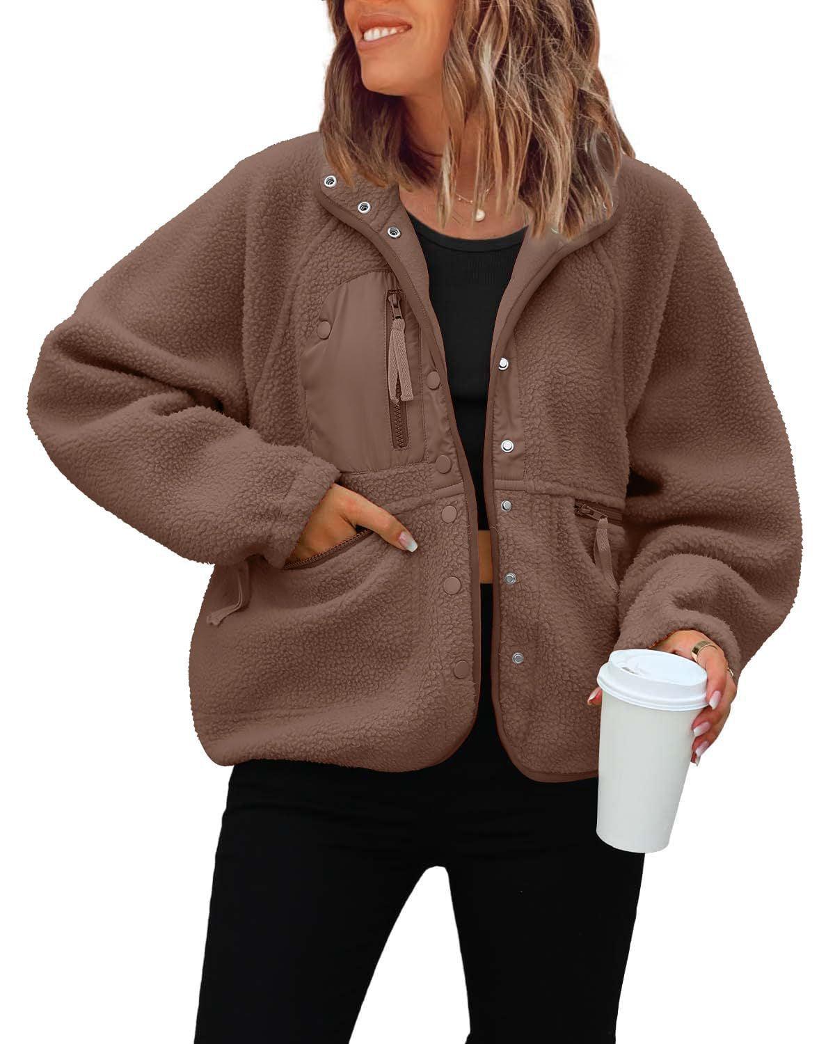 Damen Fleecejacke Weich und Warm mit Taschen