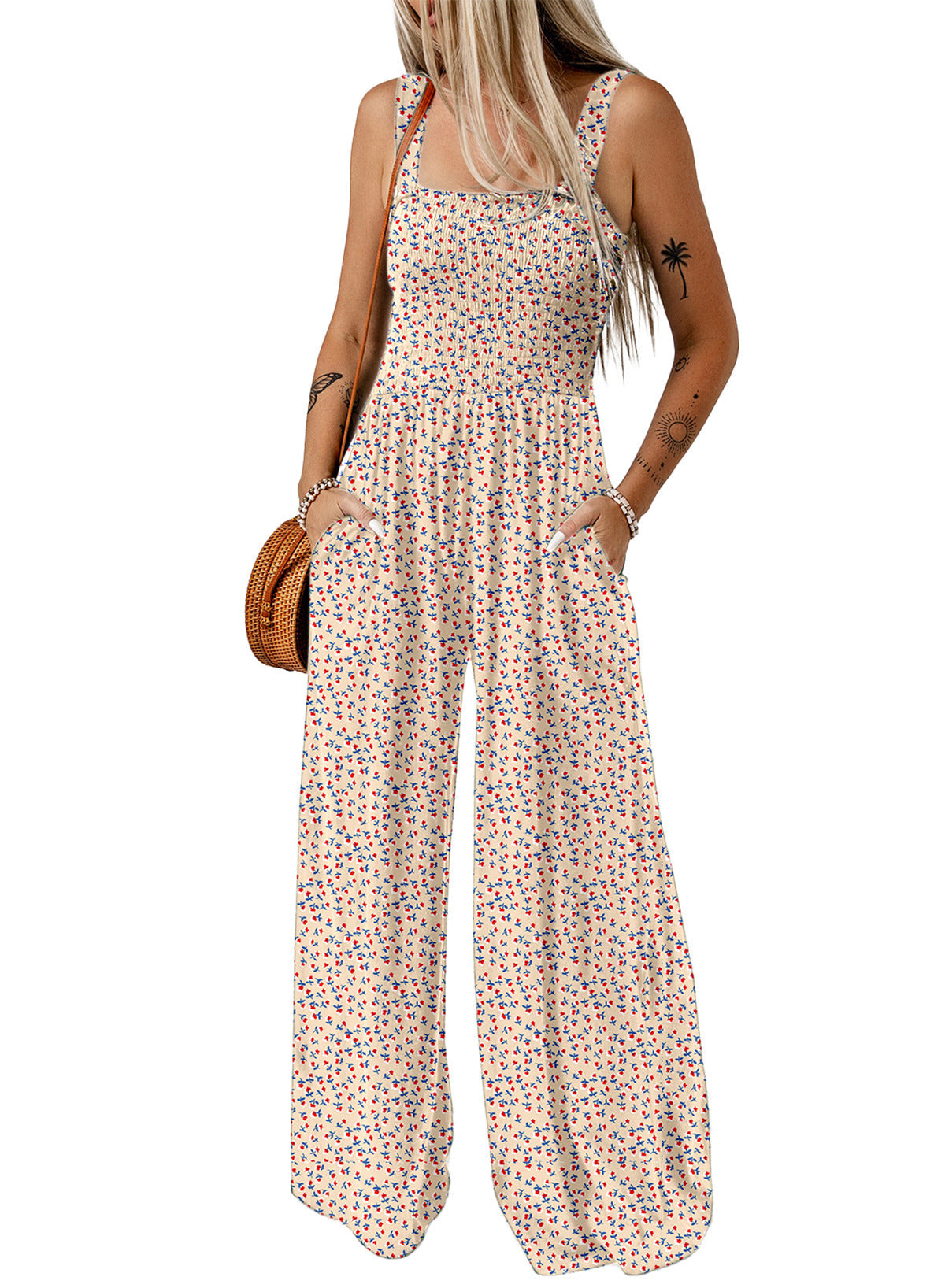 Eleganter Damen-Jumpsuit Blumenmuster Sommer