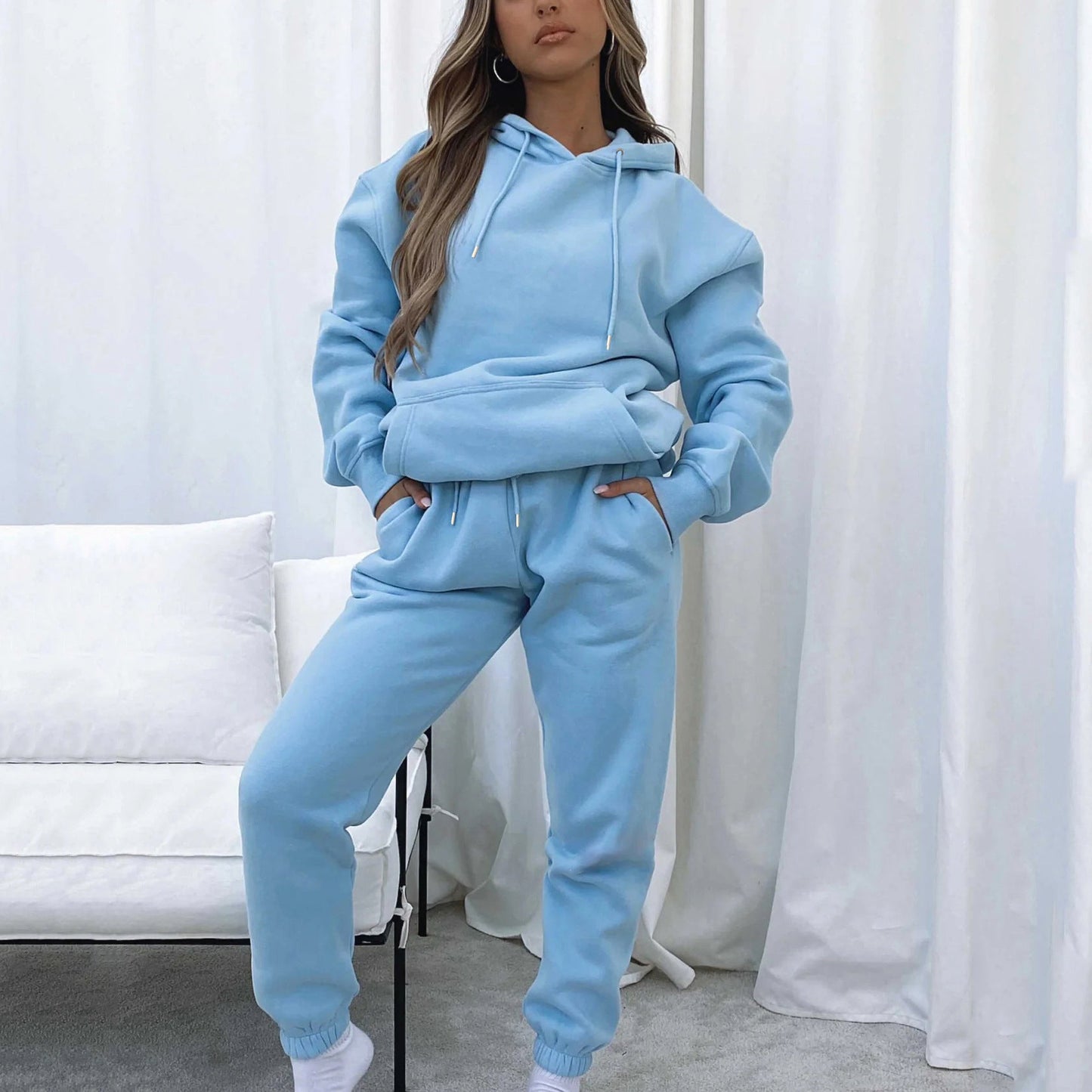 Damen Bequemer Kapuzenpullover mit Jogginghose Set