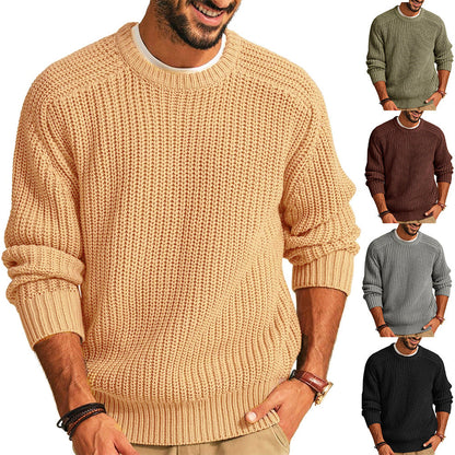Herren Grobstrick Pullover Bequem Raglan Ärmel - IdealeKleiden