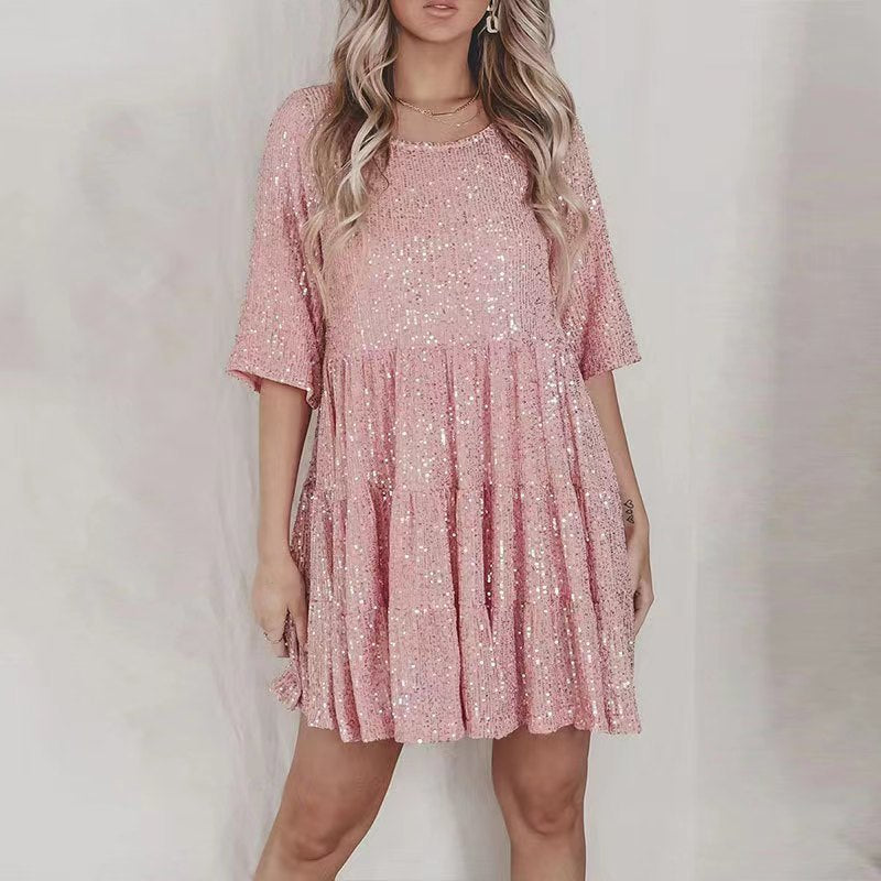 Damenpartykleid Glitzer Pailletten Minikleid