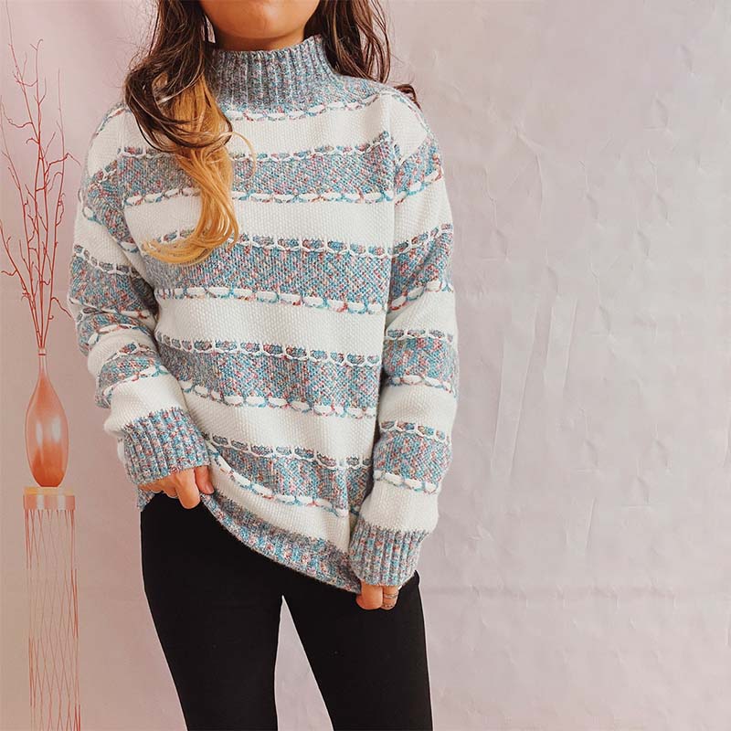 Gestreifter Strickpullover Modern Frauen